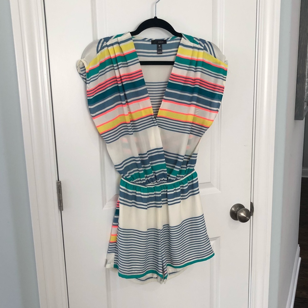 Aqua Striped Romper